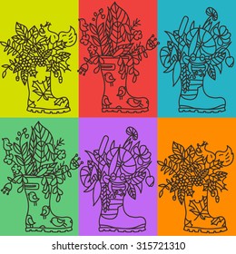 colorful boot and flowers background