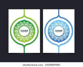 colorful border pattern cover template