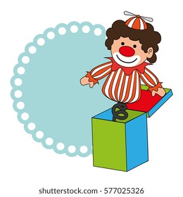 colorful border wit clown in cube toy