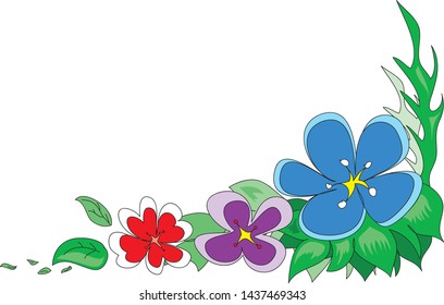 Colorful botanical flowers garden illustrated on white background