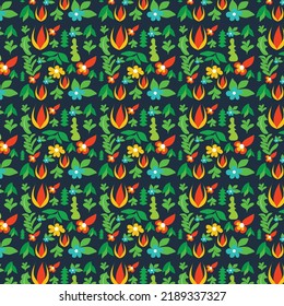 Colorful Botanical Garden Pattern Design 