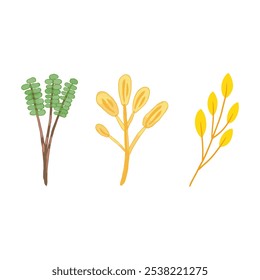 Colorful Botanical Vector Design – Simple Leaf Branches