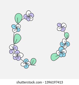 Colorful botanical wreath on white background vector