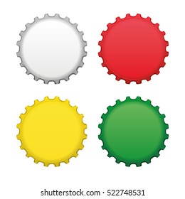 Colorful bottle caps isolated on white background