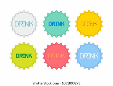 Colorful Bottle Caps On White Background. Top View