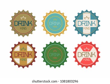 Colorful Bottle Caps On White Background. Top View