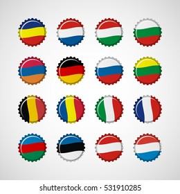 Colorful bottle caps vector