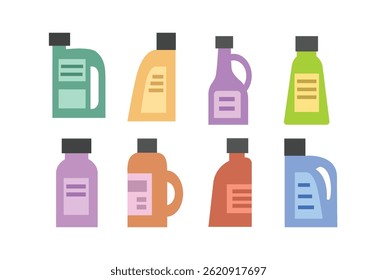 Colorful bottle illustration. Bottle of soap illustration. Flat bottle.