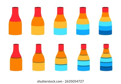 Colorful bottle neck segmentation. Colorful diagram infographic of cogwheel set. Segmented of 2, 3, 4, 5, and 6 parts.	