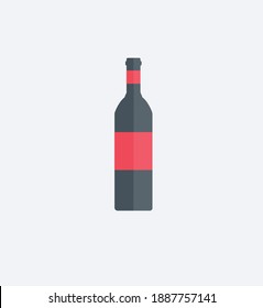 Colorful Bottle of Red Wine on White Background.
