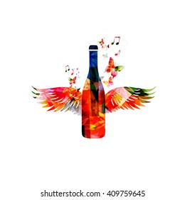 Colorful bottle with wings