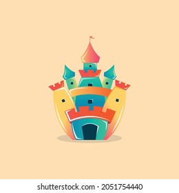 Colorful Bounce Castle Icon. Can Be Used For Logos Or Background Templates.