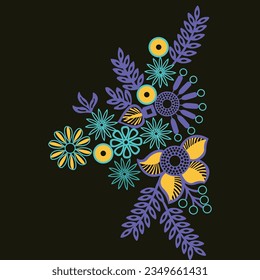 A colorful bouquet of flowers against a dark background