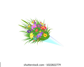 Colorful Bouquet of Flowers - Cartoon Vector Image