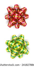 Colorful bow 2 difference color with soft shadow, Vector object decorate 