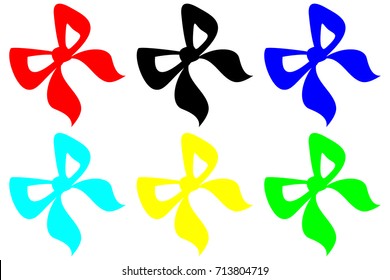 colorful bow on a white background - set
