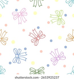 Colorful bow pattern on white background.
