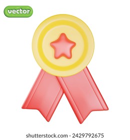 colorful bow ribbon 3d render vector, cute of the ribbon for the award and gift on an isolated background.3d rendering illustration, element for the party,3d effect icon.eps 10 icon.