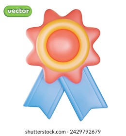colorful bow ribbon 3d render vector, cute of the ribbon for the award and gift on an isolated background.3d rendering illustration, element for the party,3d effect icon.eps 10 icon.