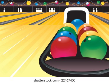 Colorful bowling balls