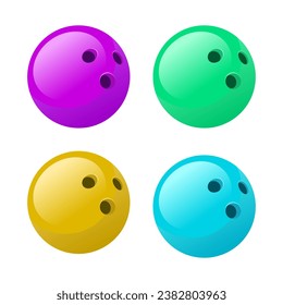 Colorful Bowling Balls Set Vector Illustration