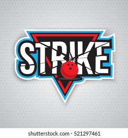 Colorful bowling logo design template,badge, emblem on grey background