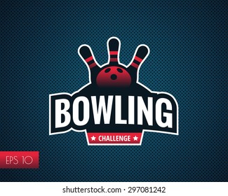 Colorful bowling logo label. Vector illustration.