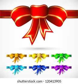 Colorful bows set. Vector Illustration.