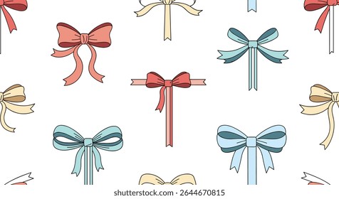 Colorful bows vector art for gift wrapping party decoration or wallpaper design