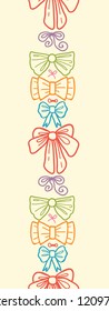 Colorful bows vertical seamless pattern background border
