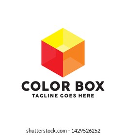 Colorful Box Logo Design With Geometry Concept. Identity Logotype. Package And Cube Emblem For Company. 3D Icon For Business. Creative And Modern Color Graphic Idea.