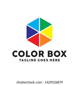 Colorful Box Logo Design With Geometry Concept. Identity Logotype. Package And Cube Emblem For Company. Digital Icon For Business. Creative And Modern Color Graphic Idea.
