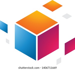 Colorful box logo template vector icon design