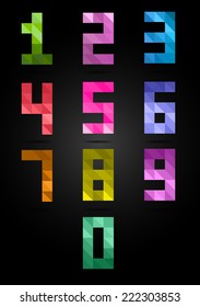 colorful box numbers set. point