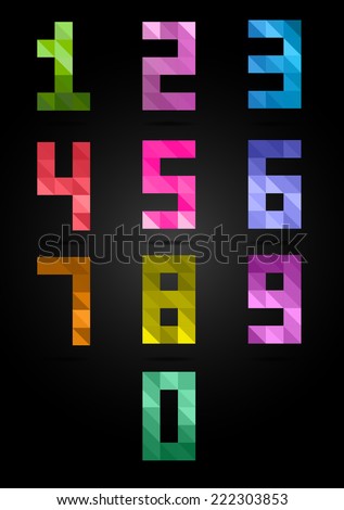 colorful box numbers set. point