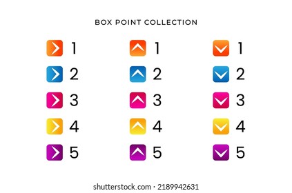 Colorful box point collection number with gradient free vector