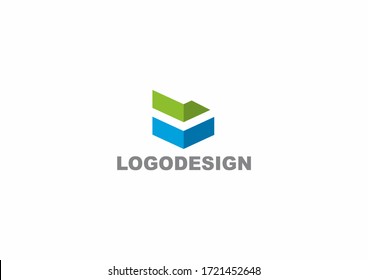 Colorful box with ribon shape vector company identity logo