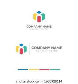 Colorful Box Shaped Abstract Logo 