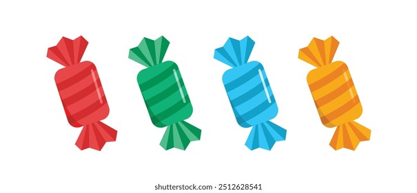 colorful box wrapped candy logo, sweet food illustration. suitable for poster and web icon