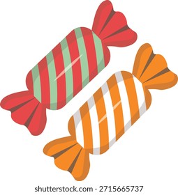 Caja colorida envuelta en el logotipo del caramelo, ilustración de la comida dulce. conveniente para el cartel y el icono del Web