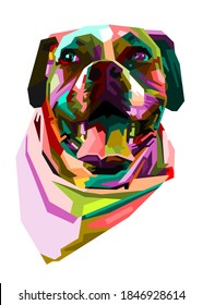 colorful boxer dog head with cool isolated pop art style backround. WPAP style
