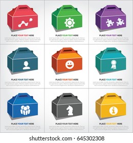 Colorful boxes with info graphic icon