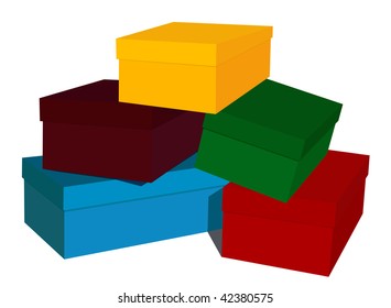 colorful boxes isolated on white background