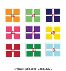 colorful boxes on the white background