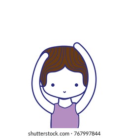 colorful boy practice ballet with t-shirt and hairstyle