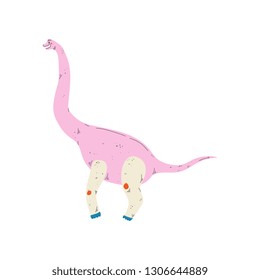 Colorful Brachiosaurus Dinosaur, Cute Prehistoric Animal Vector Illustration