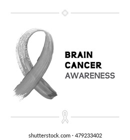 Colorful Brain Cancer Awareness Ribbon Isolated Over White Background. Vector Poster.