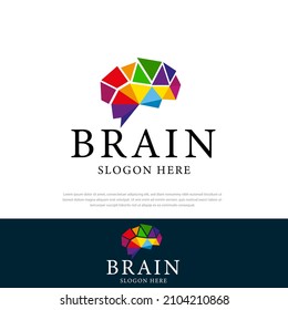 Colorful brain design logo, design idea, badge, symbol, template