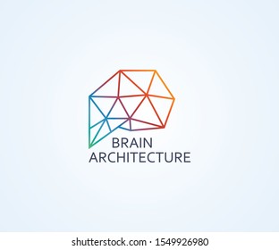 Colorful brain illustration logo design