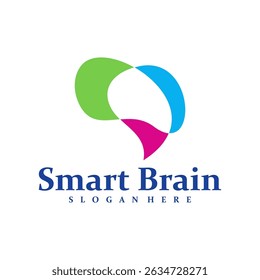 Vetor de conceito de design de logotipo cerebral colorido. Modelo de design de logotipo de cuidado cerebral. Símbolo Criativo. Ícone